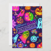 Neon Halloween licht regenboog Glowing Ghost party Kaart (Voorkant)