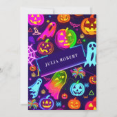 Neon Halloween licht regenboog Glowing Ghost party Kaart (Achterkant)