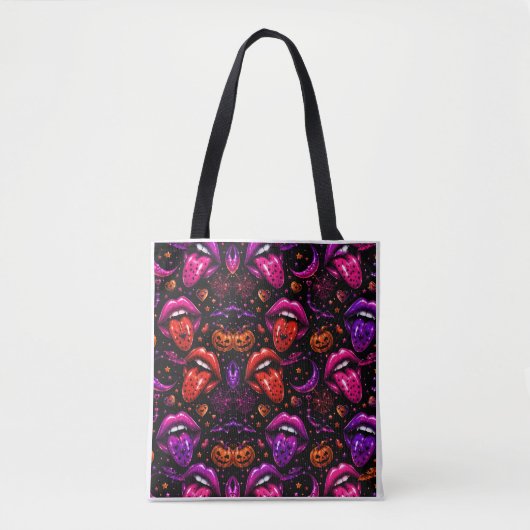 Neon Halloween Lips and Tongue Tote Bag (Voorkant)
