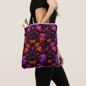 Neon Halloween Lips and Tongue Tote Bag (Dichtbij)