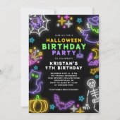 Neon Halloween Meisjes 5e Verjaardag Kostuum Feest Kaart (Voorkant)