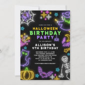 Neon Halloween Meisjes 9e Verjaardag Kostuum Feest Kaart (Voorkant)