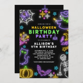 Neon Halloween Meisjes 9e Verjaardag Kostuum Feest Kaart (Voorkant / Achterkant)