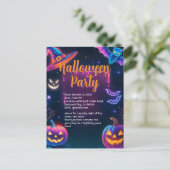 Neon Halloween Party Briefkaart (Staand voorkant)