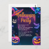 Neon Halloween Party Briefkaart (Voorkant / Achterkant)