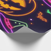 Neon Halloween Party Gift Wrap Cadeaupapier (Hoek)