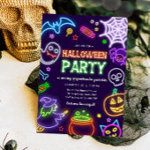 Neon Halloween Party Glow in the Dark Spooktacular Kaart