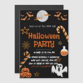 Neon Halloween Party, Spooky Kostuum Party Magnetische Uitnodiging (Voorkant / Achterkant)
