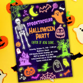 Neon Halloween Party uitnodiging Spooktacular