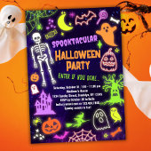 Neon Halloween Party uitnodiging Spooktacular