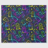 Neon Halloween Patroon Cadeaupapier (Vlak)