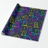 Neon Halloween Patroon  Cadeaupapier (Uitgerold)