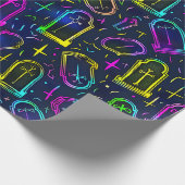 Neon Halloween Patroon  Cadeaupapier (Hoek)