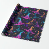 Neon Halloween Patroon Cadeaupapier (Uitgerold)