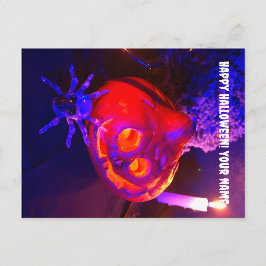 Neon Halloween pompoenen Aankondigingskaart (Voorkant)