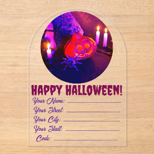Neon Halloween pompoenen Acryl Uitnodigingen