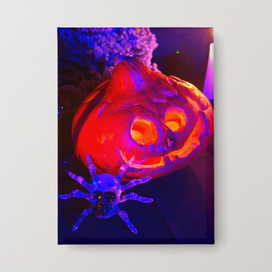 Neon Halloween pompoenen Button (Voorkant)