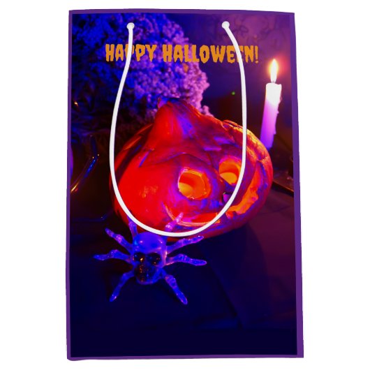 Neon Halloween pompoenen Medium Cadeauzakje (Voorkant)