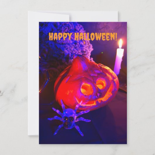 Neon Halloween pompoenen Notitiekaartje (Voorkant)