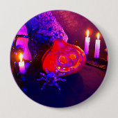 Neon Halloween pompoenen Ronde Button 4,0 Cm (Voorkant)