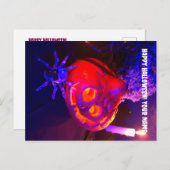 Neon Halloween pumpkins Aankondigingskaart (Voorkant / Achterkant)