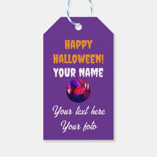 Neon Halloween pumpkins Cadeaulabel (Achterkant)