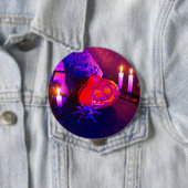 Neon Halloween pumpkins Ronde Button 4,0 Cm (In situ)