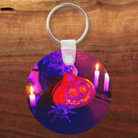 Neon Halloween pumpkins Sleutelhanger (Voorkant)
