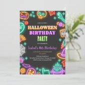 Neon Halloween Verjaardag Kaart (Staand voorkant)