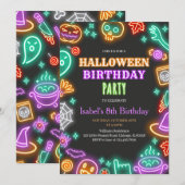 Neon Halloween Verjaardag Kaart (Voorkant / Achterkant)