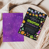 Neon Halloween verjaardagsfeest, Halloween verjaar Kaart