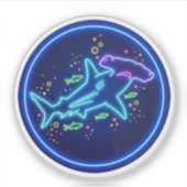 Neon Hamerhaai Diepzee Gloei Kunst Sticker (Voorkant)