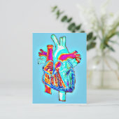 Neon Hand Drawn Anatomical Heart Briefkaart (Staand voorkant)