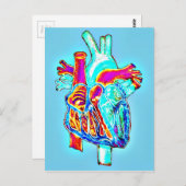 Neon Hand Drawn Anatomical Heart Briefkaart (Voorkant / Achterkant)