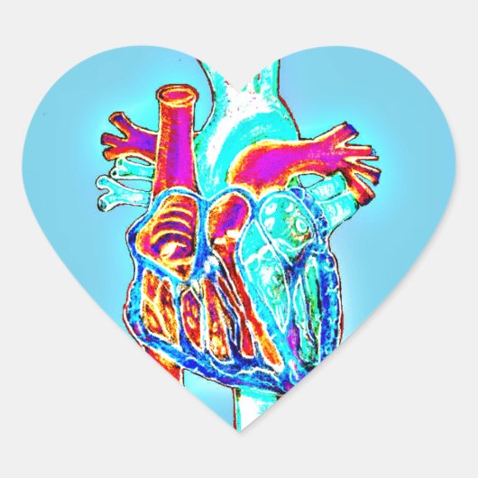 Neon Hand Drawn Anatomical Heart Hart Sticker (Voorkant)