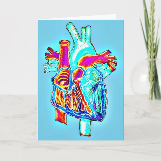 Neon Hand Drawn Anatomical Heart Kaart (Voorkant)