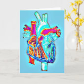 Neon Hand Drawn Anatomical Heart Kaart (Gele Bloem)