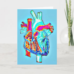 Neon Hand Drawn Anatomical Heart Kaart