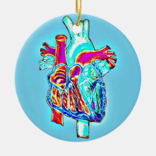 Neon Hand Drawn Anatomical Heart Keramisch Ornament