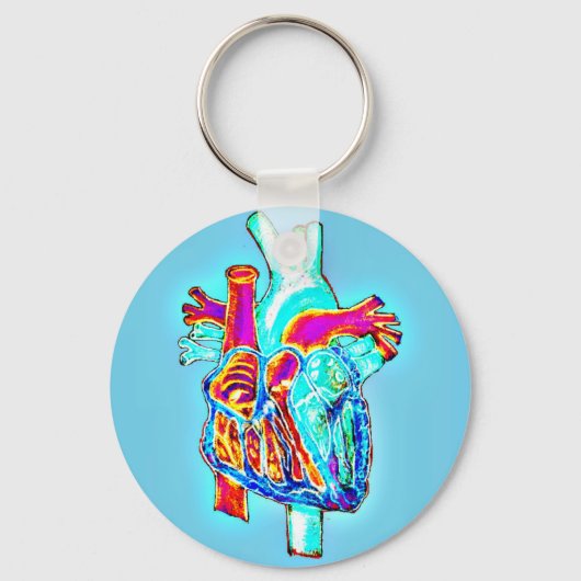 Neon Hand Drawn Anatomical Heart Sleutelhanger (Voorkant)