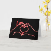 Neon Hand Heart Line Art Drawing Valentijnsdag Kaart (Gele Bloem)
