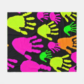 Neon handafdruk graffiti patroon fleece deken (Voorkant (Horizontaal))