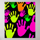 Neon handafdruk graffiti patroon poster (Voorkant)
