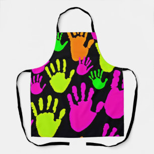 Neon handafdruk graffiti patroon schort