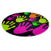 Neon handafdruk graffiti patroon snijplank (Hoek)