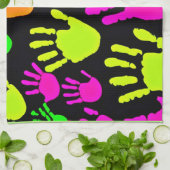 Neon handafdruk graffiti patroon theedoek (Gevouwen)