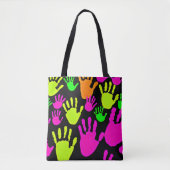 Neon handafdruk graffiti patroon tote bag (Voorkant)