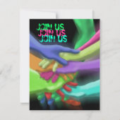 NEON HANDS "JOIN US" GRADUATION ARTITY INVITATION KAART (Voorkant)