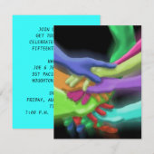 NEON HANDS STACKED BIRTHDAY PARTY & ANY INVITATION KAART (Voorkant / Achterkant)