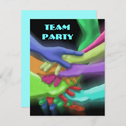 NEON HANDS STACKED GET-SATHER ARTIJ INVITATION KAART (Voorkant / Achterkant)